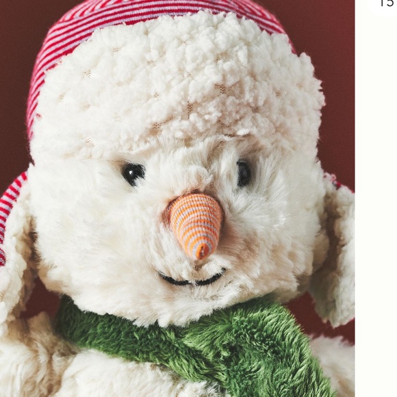 Anthropologie Snowfall Snowman Stuffed Animal stuffie - Picture 6 of 6